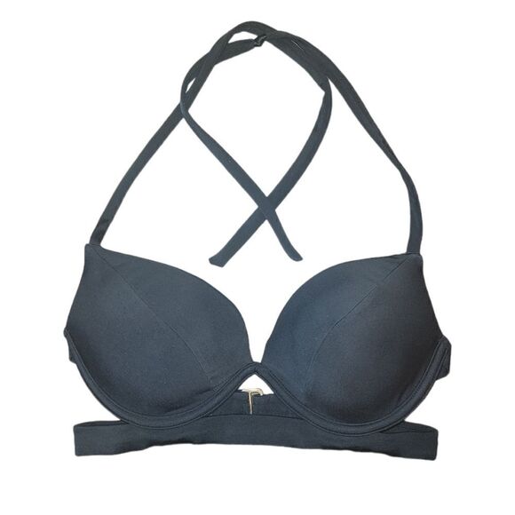 Victoria's Secret The Banded Hottie Halter Bikini Top Swimsuit Top 32D Black - Picture 3 of 10